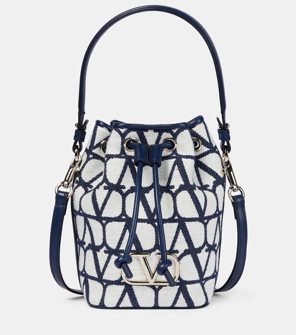 VLogo Signature Mini canvas bucket bag