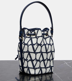 VLogo Signature Mini canvas bucket bag