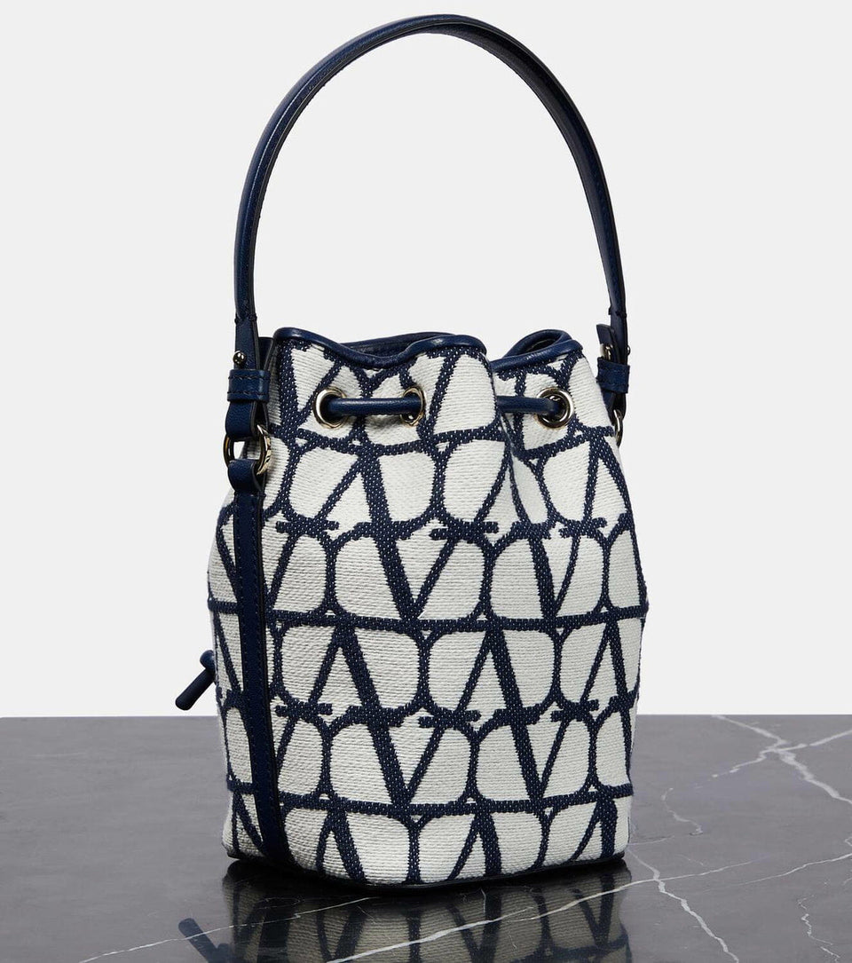 VLogo Signature Mini canvas bucket bag