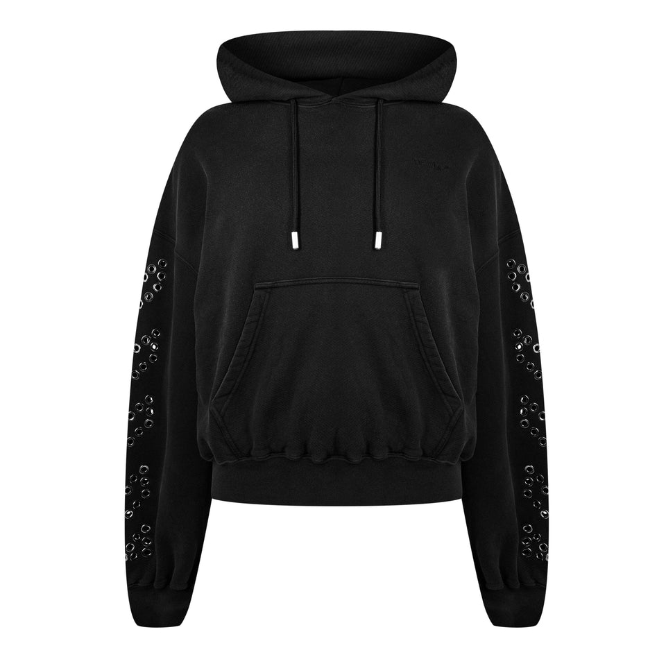 Eyelet Cotton Long Sleeve Hoodie