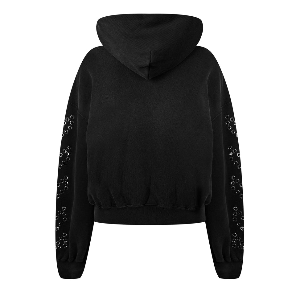 Eyelet Cotton Long Sleeve Hoodie