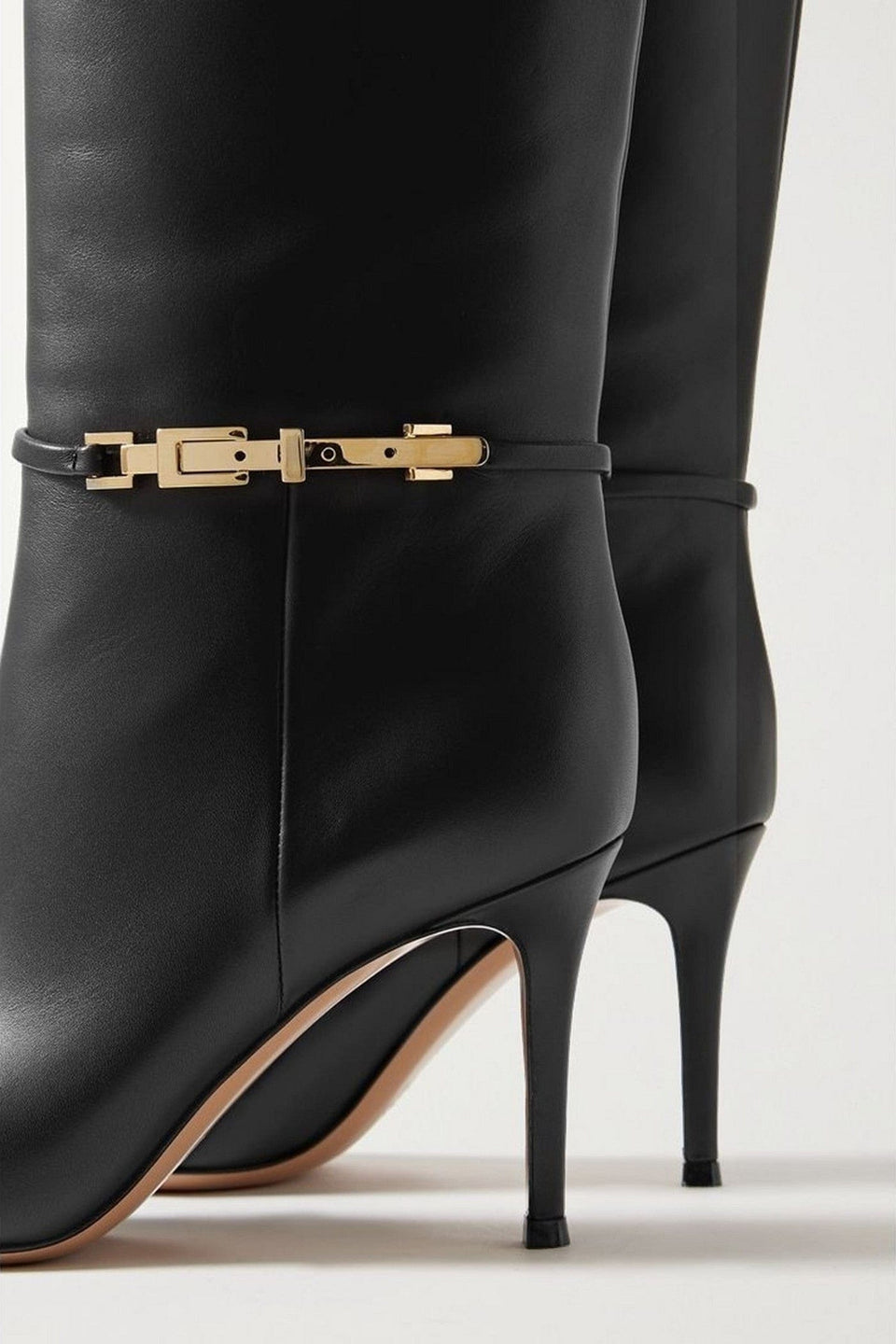 Gianvito Rossi Glove 85 Embellished Leather Knee Boots Black Women's