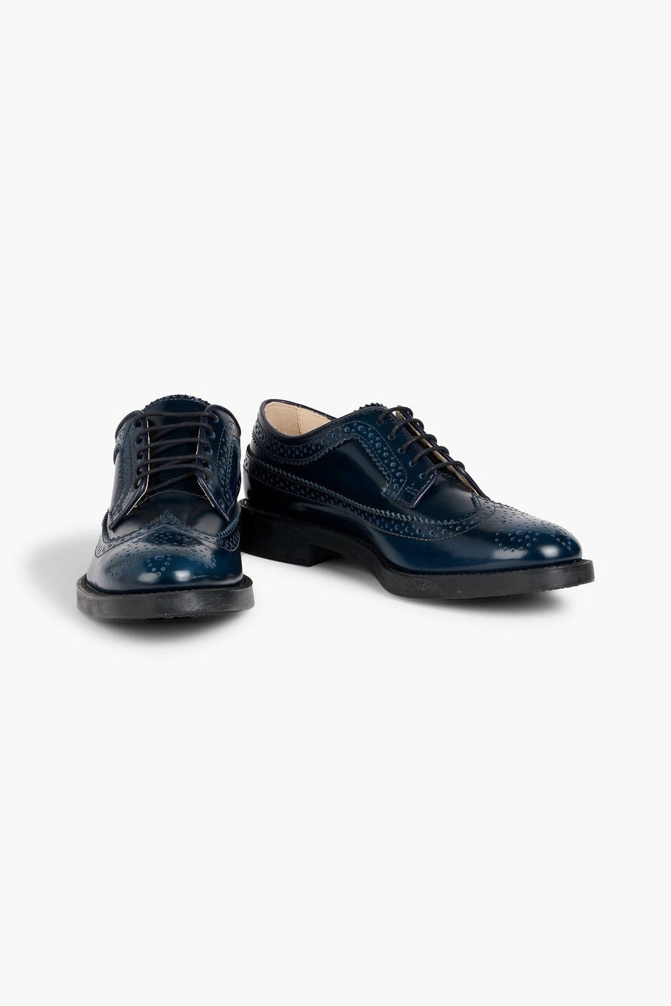 Tod's Perforated Leather Brogues Navy Women's
