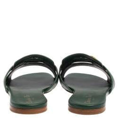 Dior Green Leather 30 Montaigne Flat Sandals
