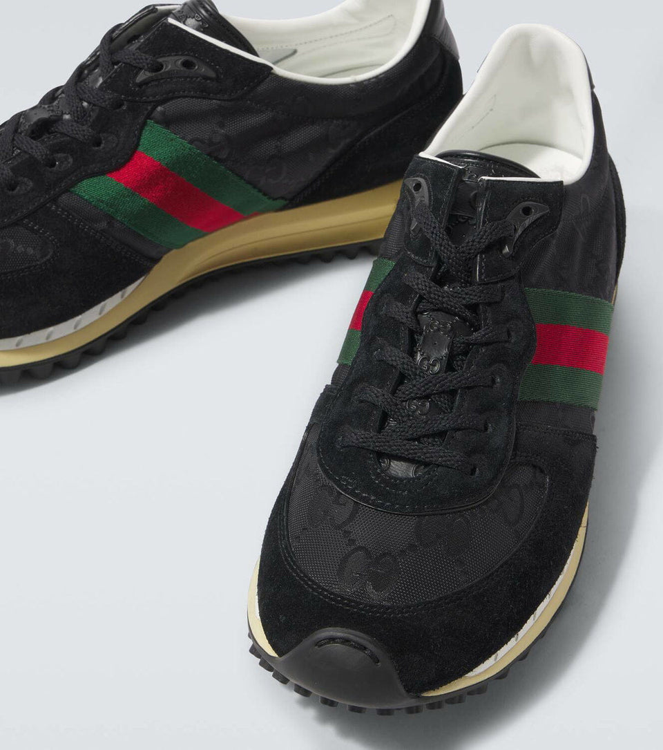 Gucci Re-Motion Web Stripe suede-trimmed sneakers