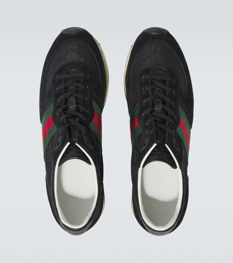 Gucci Re-Motion Web Stripe suede-trimmed sneakers