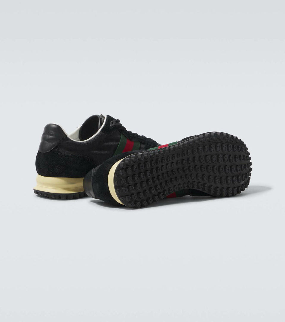 Gucci Re-Motion Web Stripe suede-trimmed sneakers