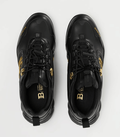 BALMAIN Men's Cosmic Dust Low-Top Trainers ' Black/Gold'