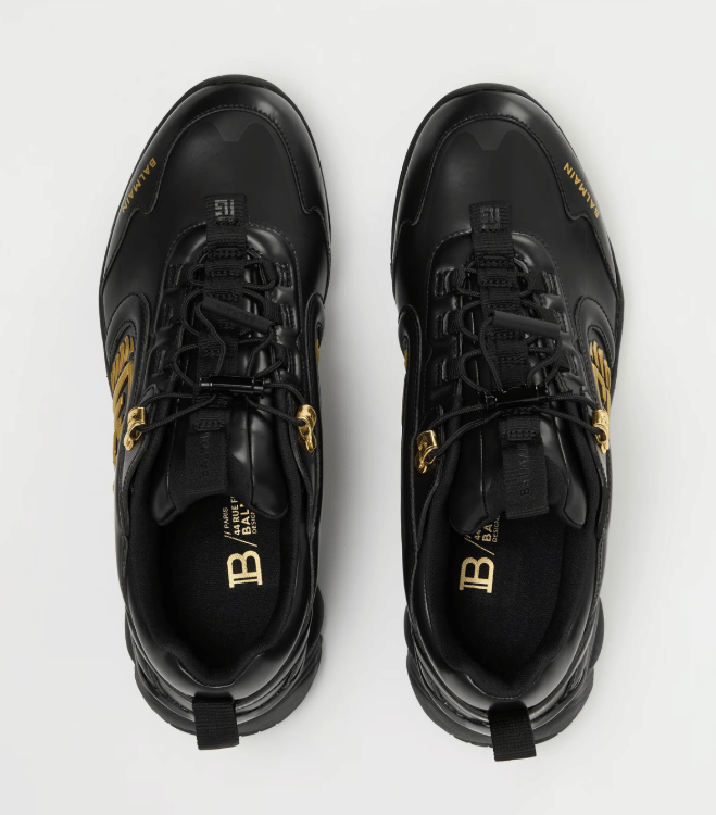 BALMAIN Men's Cosmic Dust Low-Top Trainers ' Black/Gold'