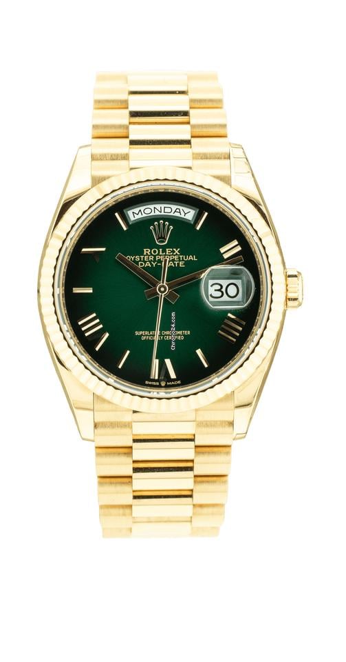 Rolex | Day-Date | 128238 | Yellow gold | Yellow gold | Green | Automatic