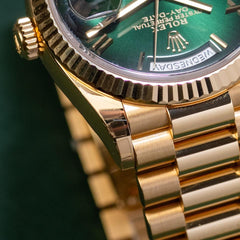 Rolex | Day-Date | 128238 | Yellow gold | Yellow gold | Green | Automatic