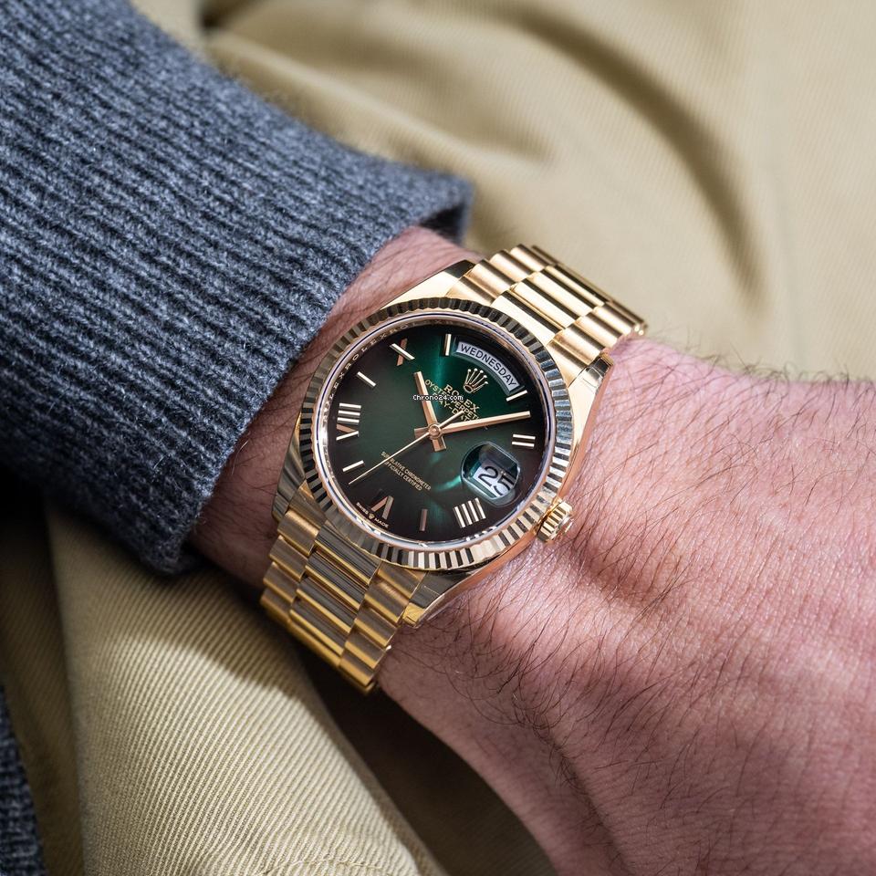 Rolex | Day-Date | 128238 | Yellow gold | Yellow gold | Green | Automatic