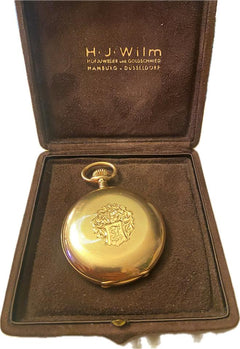 Omega Savonette Taschenuhr Seltene antike Omega Savonette-Taschenuhr 585 Gold H J WILM
