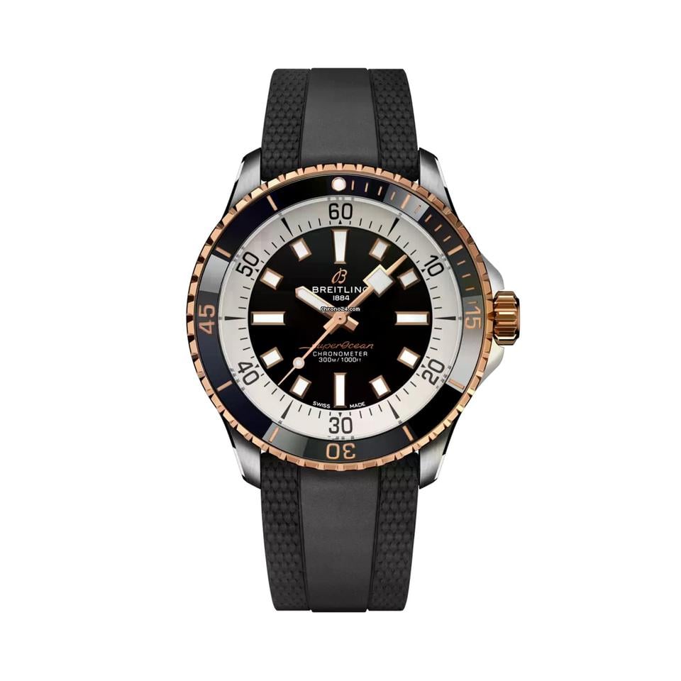Breitling Superocean 42 Automatic Gold/Steel/Rubber Black Dial 42mm Full-Set & Brand New!