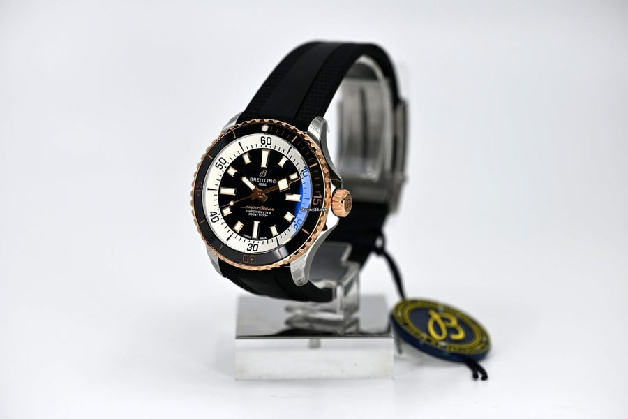 Breitling Superocean 42 Automatic Gold/Steel/Rubber Black Dial 42mm Full-Set & Brand New!