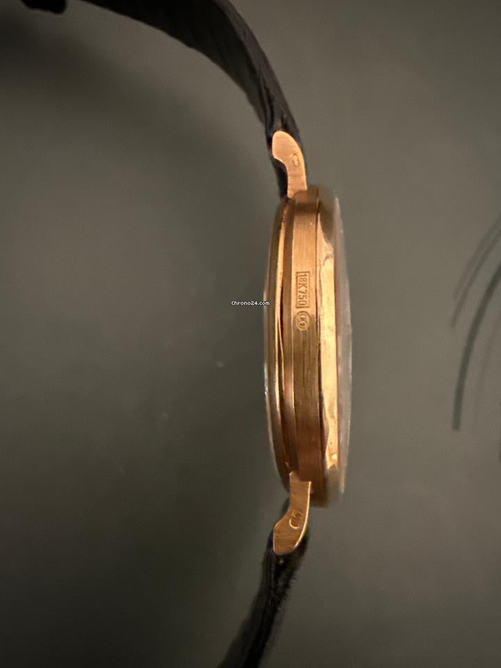 Audemars Piguet Gentlemans Automatic Wristwatch 18 CT Gold Case Black Strap