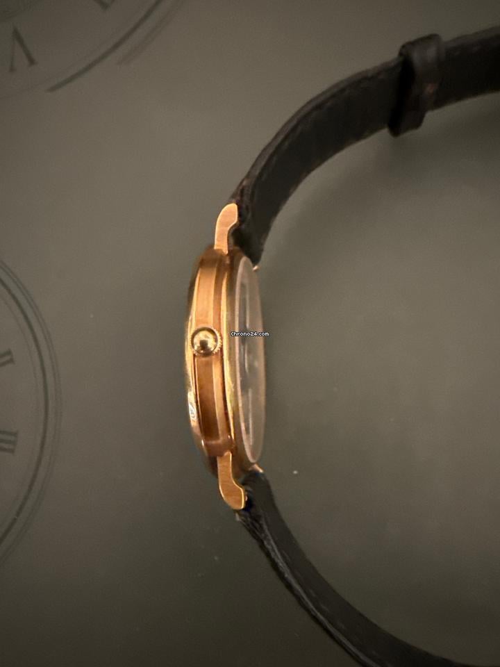 Audemars Piguet Gentlemans Automatic Wristwatch 18 CT Gold Case Black Strap