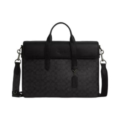Coach Sullivan Portfolio Brief In Signature Canvas in Gunmetal Charcoal Black