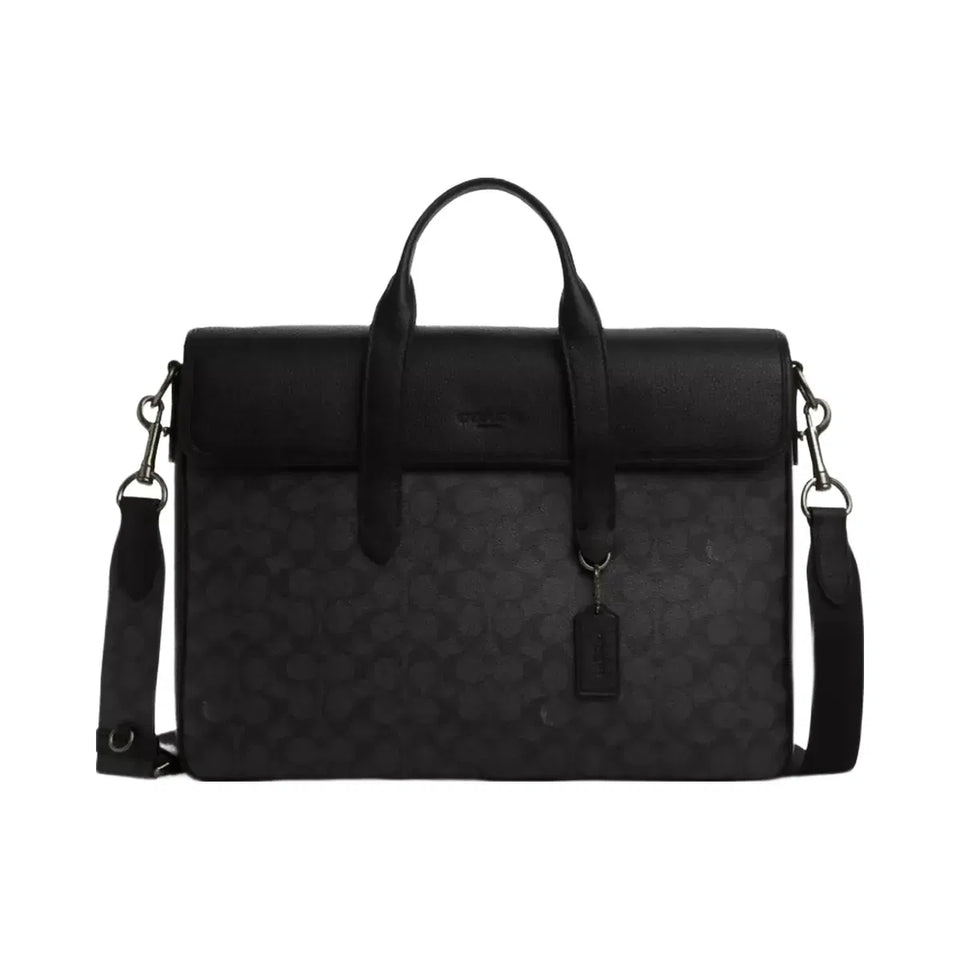 Coach Sullivan Portfolio Brief In Signature Canvas in Gunmetal Charcoal Black