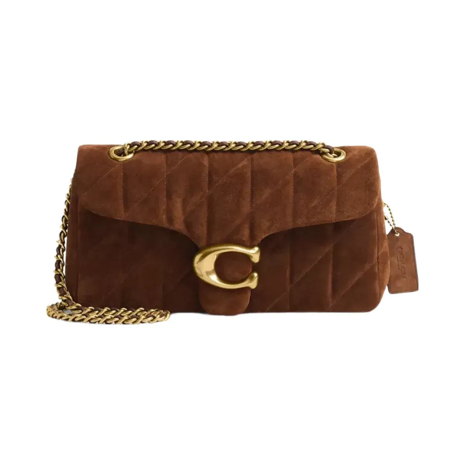 Coach Tabby Shoulder Bag 26 With Quilting Suede-Brass-Warm Brown