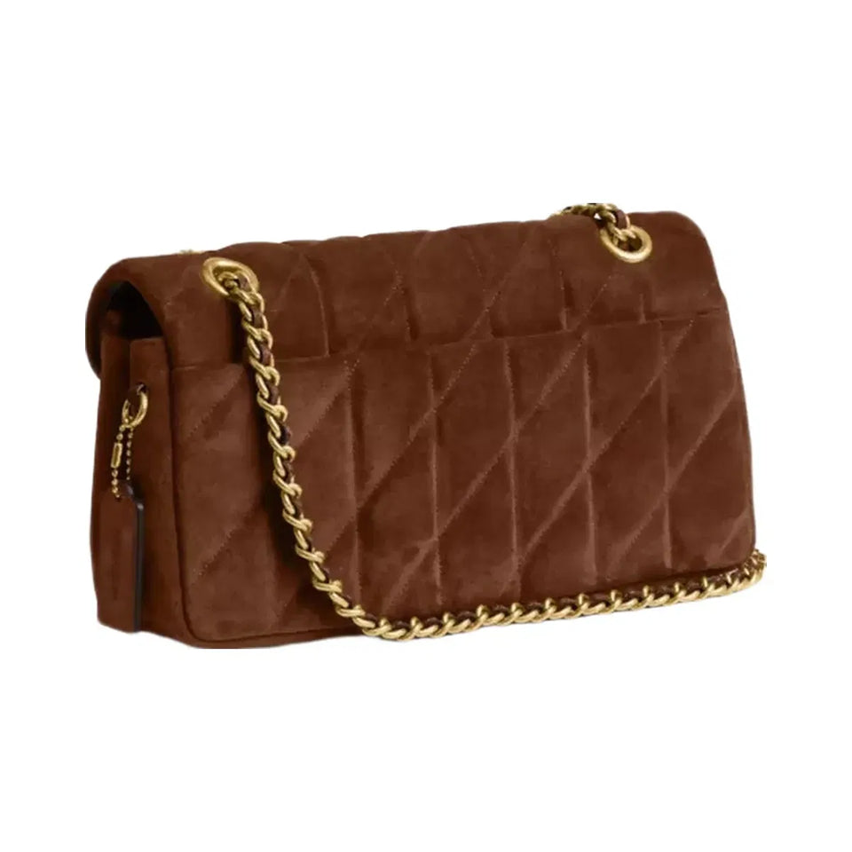 Coach Tabby Shoulder Bag 26 With Quilting Suede-Brass-Warm Brown