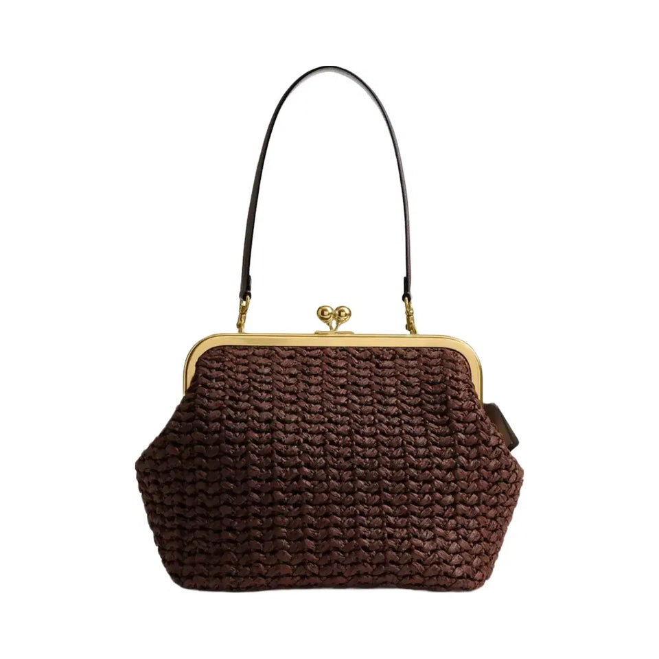 Coach Kisslock Frame Bag 27 in Brass Maple