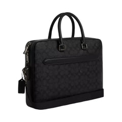 Coach Ethan Slim Brief In Signature Canvas in Gunmetal Charcoal Black