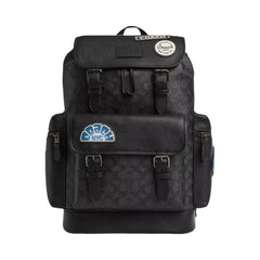 Coach Sprint Backpack In Signature Canvas With Patches in Gunmetal Charcoal Multi