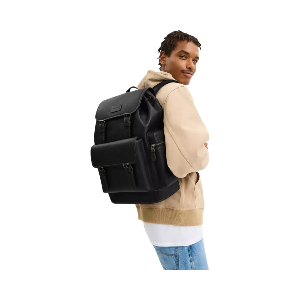 Coach Sprint Backpack Pebbled Leather-Black Copper Finish-Black-Black