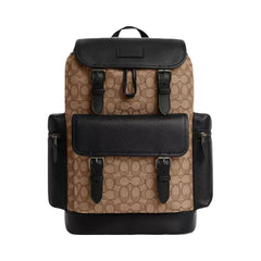 Coach Sprint Backpack In Signature Jacquard in Gunmetal Tan Black