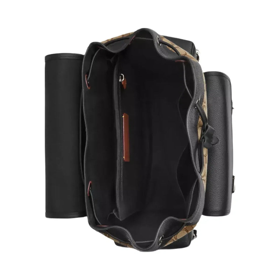 Coach Sprint Backpack In Signature Jacquard in Gunmetal Tan Black