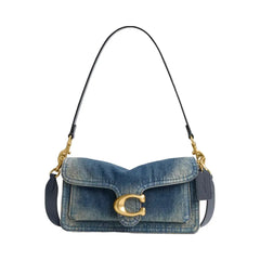 Coach Tabby Shoulder Bag 26 In Regenerative Cotton Denim in Brass Dark Indigo