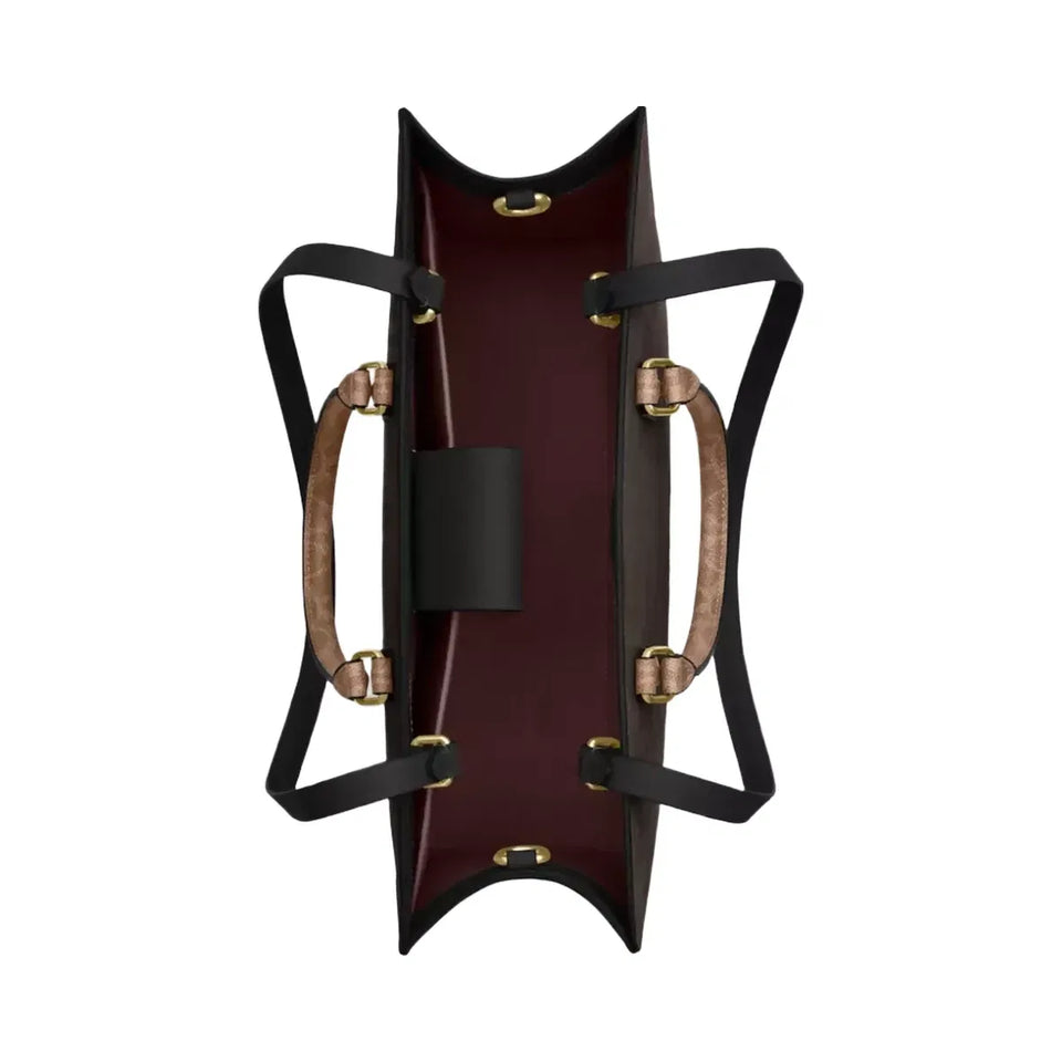 Coach Maggie Tote Bag In Blocked Signature Canvas in Gold Walnut Tan