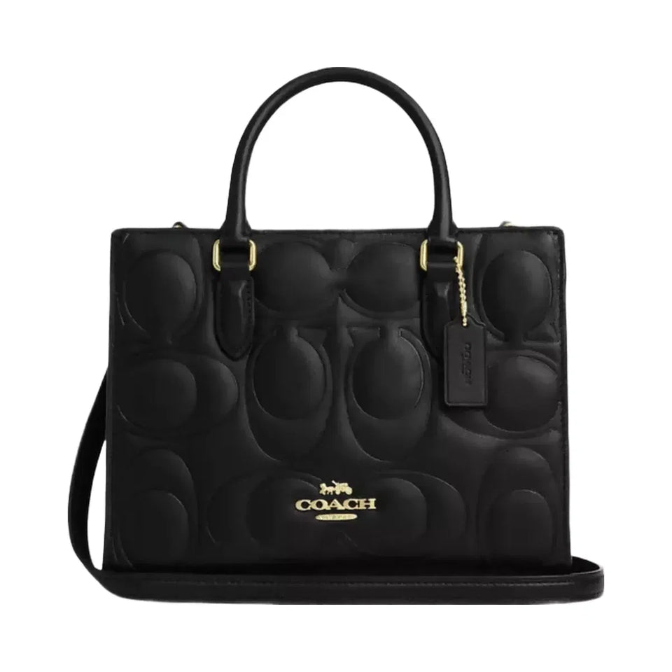 Coach Maggie Small Tote Bag In Signature Leather in Gold Black