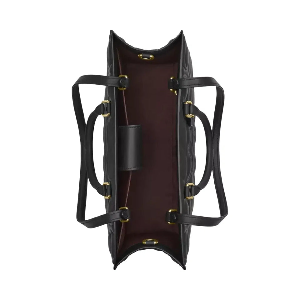 Coach Maggie Tote Bag In Signature Leather in Gold Black