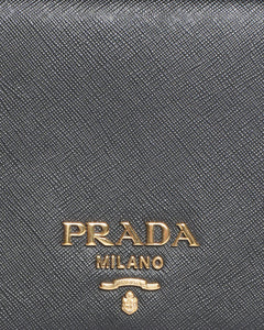 Prada Saffiano Leather Flap Chain Crossbody Bag in Black