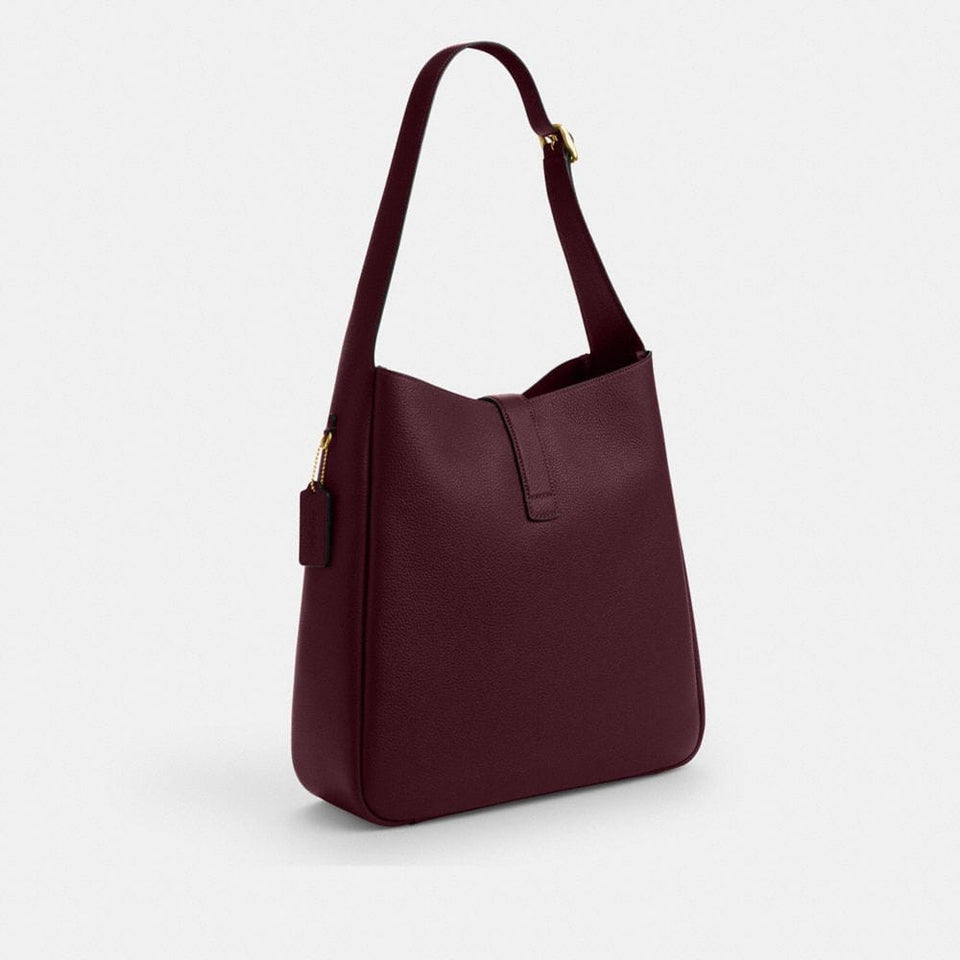 Coach Hadley Large Shoulder Bag Gold Dark Wine