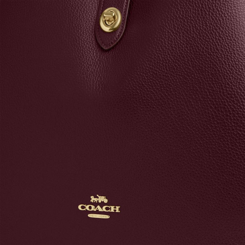 Coach Hadley Large Shoulder Bag Gold Dark Wine