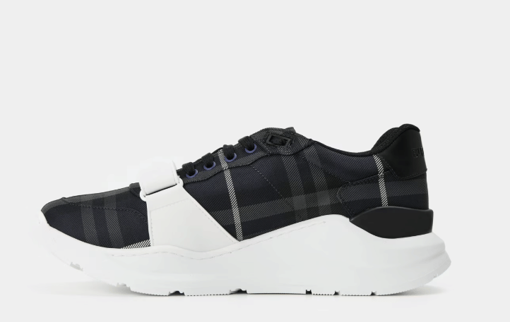 BURBERRY Men's Regis Check Cotton Trainers 'Storm'