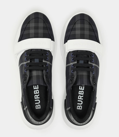 BURBERRY Men's Regis Check Cotton Trainers 'Storm'