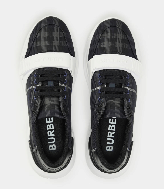BURBERRY Men's Regis Check Cotton Trainers 'Storm'