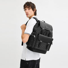 Coach Sprint Backpack In Signature Jacquard Silver Charcoal Black