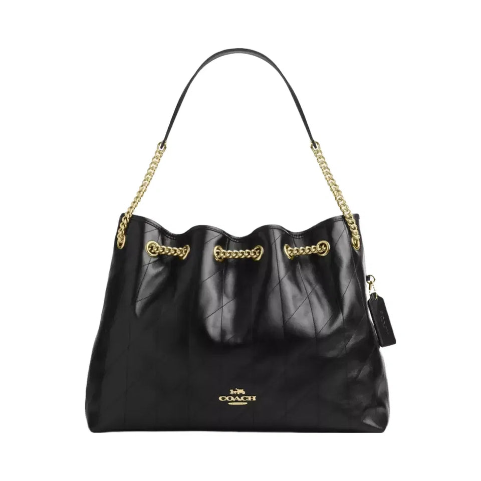 Coach Evelyn Shoulder Bag With Quilting in Gold Black