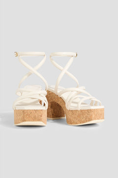 Jimmy Choo Cecelia 95 Leather Platform Sandals Off-White Women's