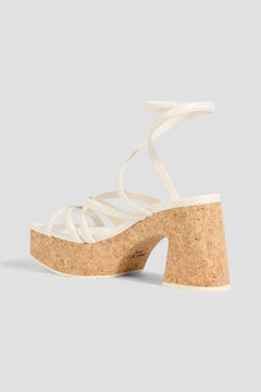 Jimmy Choo Cecelia 95 Leather Platform Sandals Off-White Women's