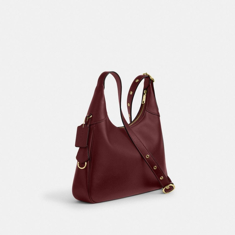 Coach Ella Shoulder Bag Gold Maroon