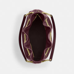 Coach Evelyn Shoulder Bag Gold Dark Wine