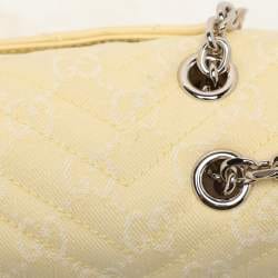 Gucci Yellow Denim Medium GG Marmont Shoulder Bag