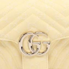 Gucci Yellow Denim Medium GG Marmont Shoulder Bag