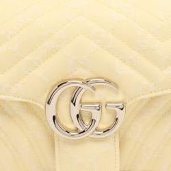 Gucci Yellow Denim Medium GG Marmont Shoulder Bag